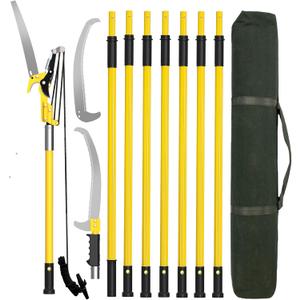 Manual Pole Saws for Tree Trimming 27 FT, [Ultra Sturdy] Tree Trimmers Long Handle Pruner with Thickened Saw Blade and Scissor, Palm Tree Trimmer for Backyard and Garden, Branch Cutter Pole Saw