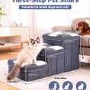 15.4''Dog Stair with Storage, Foldable Dog Steps for Bed with Soft Cover, Lightweight,3-Step Pet Stairs up to 70LBS, Non-Slip Puppy Stairs for Small Medium Dogs Puppy, Cats(Grey)