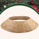 42" Christmas Tree Collar, Hand Woven Hyacinth Christmas Tree Base - 8 Piece Rustic Farmhouse Style Tree Skirt Replacements for Artificial Trees, Fits Below 41" Tree Stand, Natural Hyacinth