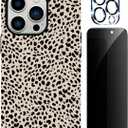 Leopard Design for iPhone 12 Case for Women,with Privacy Screen Protector and Camera Cover,Cheetah Print Phone Case for iPhone 12
