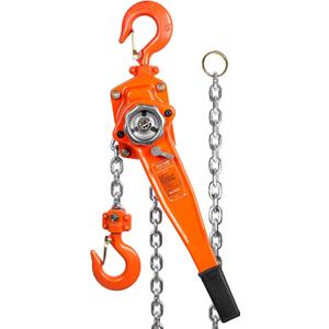 VEVOR Manual Lever Chain Hoist, 1-1/2 Ton 3300 lbs Capacity 10 FT Come Along, G80 Galvanized Carbon Steel with Weston Double-Pawl Brake, Auto Chain Leading & 360 Rotation Hook, for Garage Factory Dock (Orange)