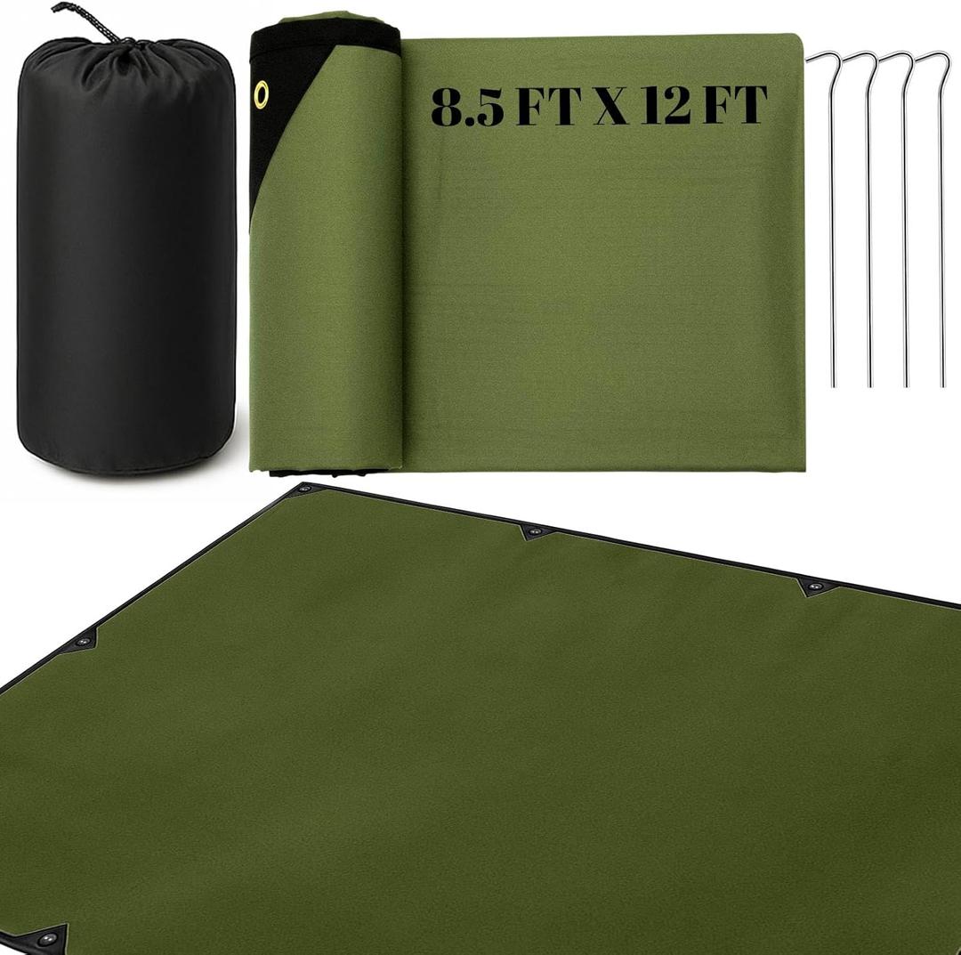 Kingdder 1 Pcs Heavy Duty Emergency Blankets for Survival Camping Blanket Insulated Tarp 8.5 ft x 12 ft Outdoor Waterproof Thermal Reflective Tarp Tent Insulation for Camp Hiking Picnic (Green)