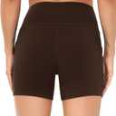 THE GYM PEOPLE High Waist Yoga Shorts for Women's Tummy Control Fitness Athletic Workout Running Shorts with Deep Pockets (Brown, L)