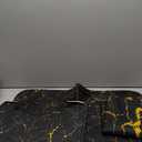 AZHM 4Pcs Shower Curtain Sets Black and Gold Marble Bathroom Sets with Shower Curtain and Rugs and Accessories Luxury Bathroom Curtain Decor Sets with 12 Hooks