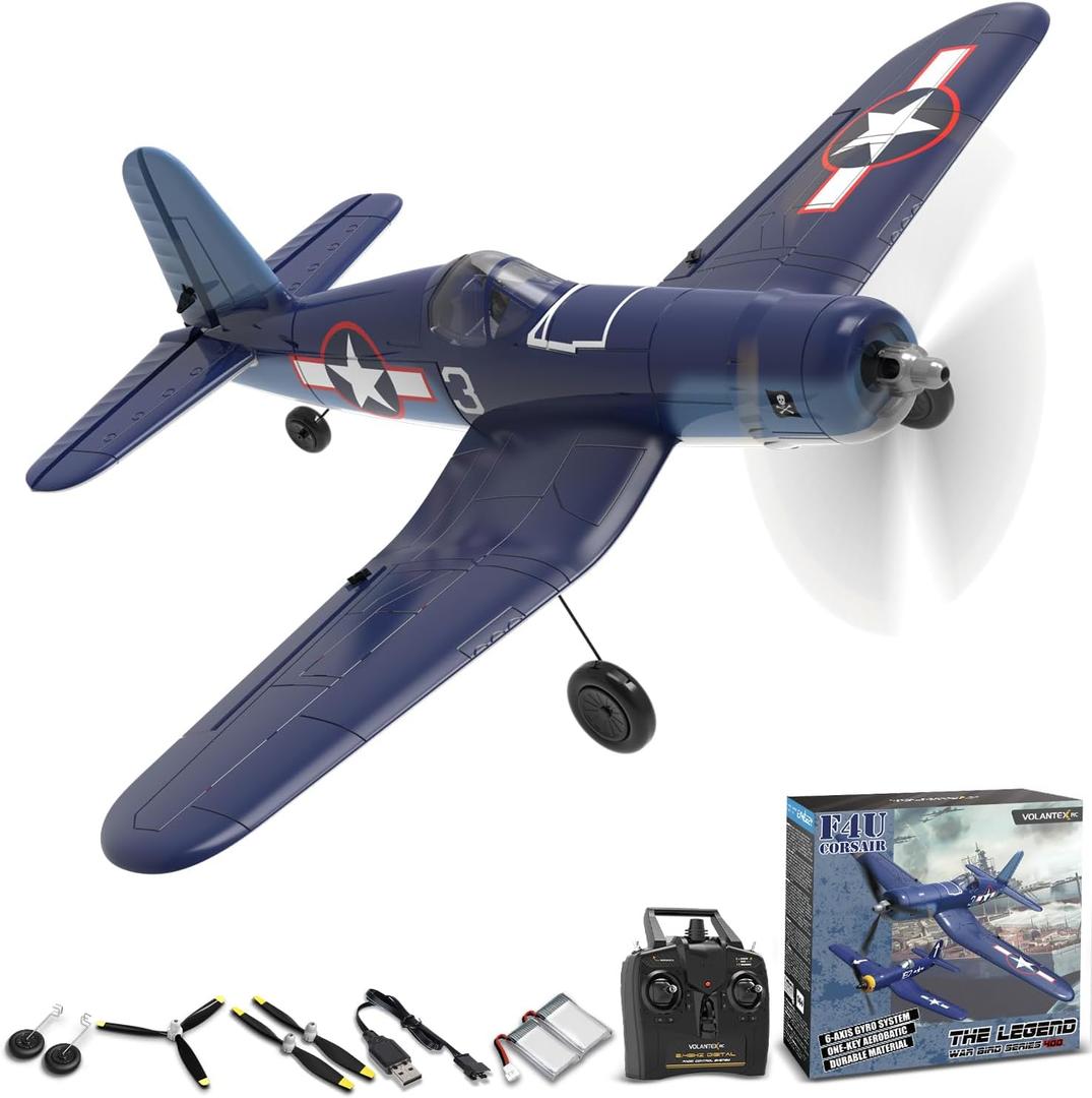 volantexrc RC Plane for Beginners, 4CH WWII RC Airplane F4U Corsair with Aileron, 2.4Ghz Remote Control Plane with Xpilot Self Righting & One Key Aerobatic & Upgraded Canopy (761-8V2 RTF)