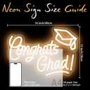Congrats Grad Neon Sign with Graduation Cap, 16*11In Warm White Grad Light Up Led Sign for Class of 2026 Graduation Party Decorations Prom Celebration Gifts Kindergarten High School College Wall Decor