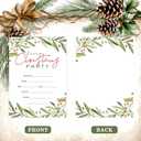 2 x Whaline 25 Pack Christmas Party Invitation Cards Holly Greenery Watercolor Leaves&Berries Invitation Paper Cards with Envelopes Xmas Holiday Party Invites