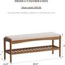 STDDRE Shoe Bench Entryway Bamboo 2-Tier Shoe Rack with Cushion Padded Seat Shoe Bench Organizer Stable for Entry, Hallway, Living Room, Bedroom, Closet (39.4 * 11.4 * 16.5IN, Brown-Beige)