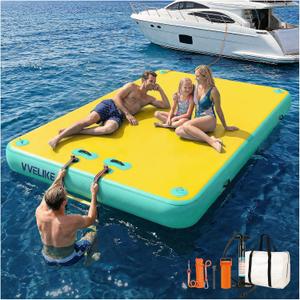 Inflatable Floating Dock, Lake Floats Pool Float Water Island Raft, Inflatable Dock River Floats Inflatable Platform for Yacht, Floating Mat for Lake, Boat Floating Mat for Pool Ocean 5FT/8FT/10FT, 10 x 6.6ft
