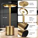 Cordless Table Lamp 2 Pack, Rechargeable Portable Battery Operated Table Light, Touch Control 3 Color Stepless Dimming LED Table Lamp, for Bedroom/Restaurant/Outdoor/Patio (Gold)