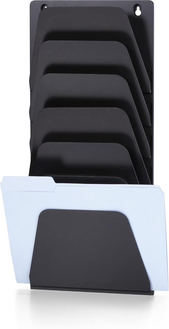 Officemate Wall File Holder, Letter/Legal, 7 Pockets, Black (21505)