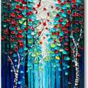 Forest Landscape Hand Painted Art Oil Painting Dark Blue Large Vertical Canvas Wall Art 4623 Inch Oil Painting Home Wall Decoration Art (Ts09)