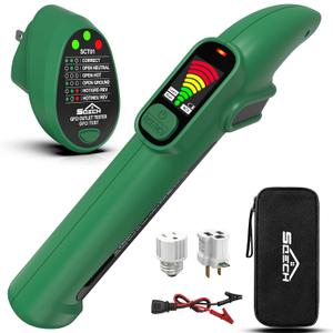 SQECH Circuit Breaker Finder Tool GFCI Outlet Tester Kit for 90-135V | Digital AC Electrical Circuit Tracer Wiring Checker NCV Detector with 3 Adapters Storage Bag Batteries