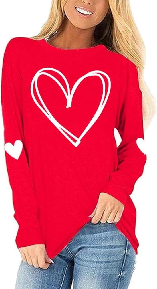 Buffalo Plaid T-Shirt for Women Faith Leopard Heart Long Sleeve Casual Tee Love garphic Funny Print Tops (Red, M)