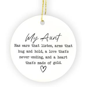 FUGWN Aunt Ornament, Best Aunt Gifts from Nephew Niece Hanging Ornaments for Christmas Tree Party Holiday Decorations, Auntie Gifts for Christmas Decorative Ornaments Keepsake