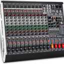 12 Channel Audio Mixer Professional Sound Mixing Board with 99 DSP Effects, 7-band EQ Digital DJ Mixer Console w/USB Bluetooth MP3 for Recording, Independent 48V Power & Mute Button