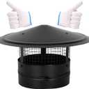 9Inch Chimney Cap,6/7/8/10 Inch Adjustable Stainless Steel Chimney Cap,304 Steel Round Rain Cover with Mesh Screen,Universal Cone Top Roof Cap for Wood/Oil Stove Vent,Weatherproof & Easy Installation (Black)