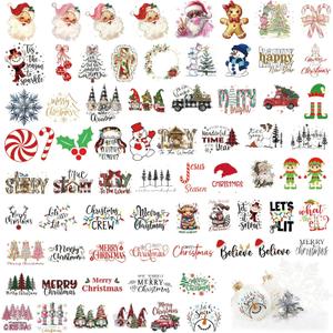 144Pcs Christmas Word Decals for Crafts Waterproof Merry Christmas Tree Vinyl Santa Stickers for Ornaments Wood Glass Jars Cups Bottle Decoration (joy144)