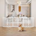 Unipaws 120" Extra Wide Pet Gate, Free Standing Dog Gate for Doorways, Stairs, Foldable Gate & Room Divider, Wooden Puppy Playpen, Expandable Barrier for The House, Indoor Use (36" H, White)