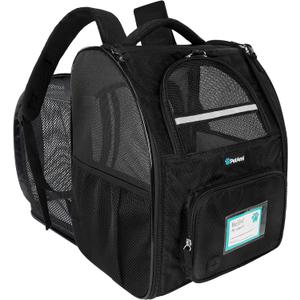 PetAmi Dog Cat Backpack Carrier, Expandable Pet Carrier Backpack for Travel Hiking, Small Medium Dog Puppy Large Cat Carrying Backpack, Airline Approved Ventilated Soft Back Support, 18 lbs, Black