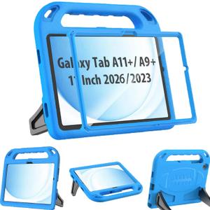 BMOUO Kids Case for Samsung Galaxy Tab A11+ Plus 11” 2026/A9+ Plus 11 Inch 2023, with Screen Protector, Shockproof Lightweight Stand Handle Samsung Galaxy Tab A11 Plus/A9 Plus Case for Kids, Blue