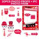 Valentines Day Photo Booth Props Frame, Love Heart Kiss Selfie Photobooth Props, Happy Valentines Day Photo Props for Wedding, Anniversary & Party Decorations