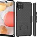 Ailiber Compatible with Galaxy A42 5G Case, Samsung M42 5G Case Holster with Screen Protector, Swivel Belt Clip Holster Kickstand Holder, Slim Rugged Protective Cover for Samsung Galaxy A42 5G-Black