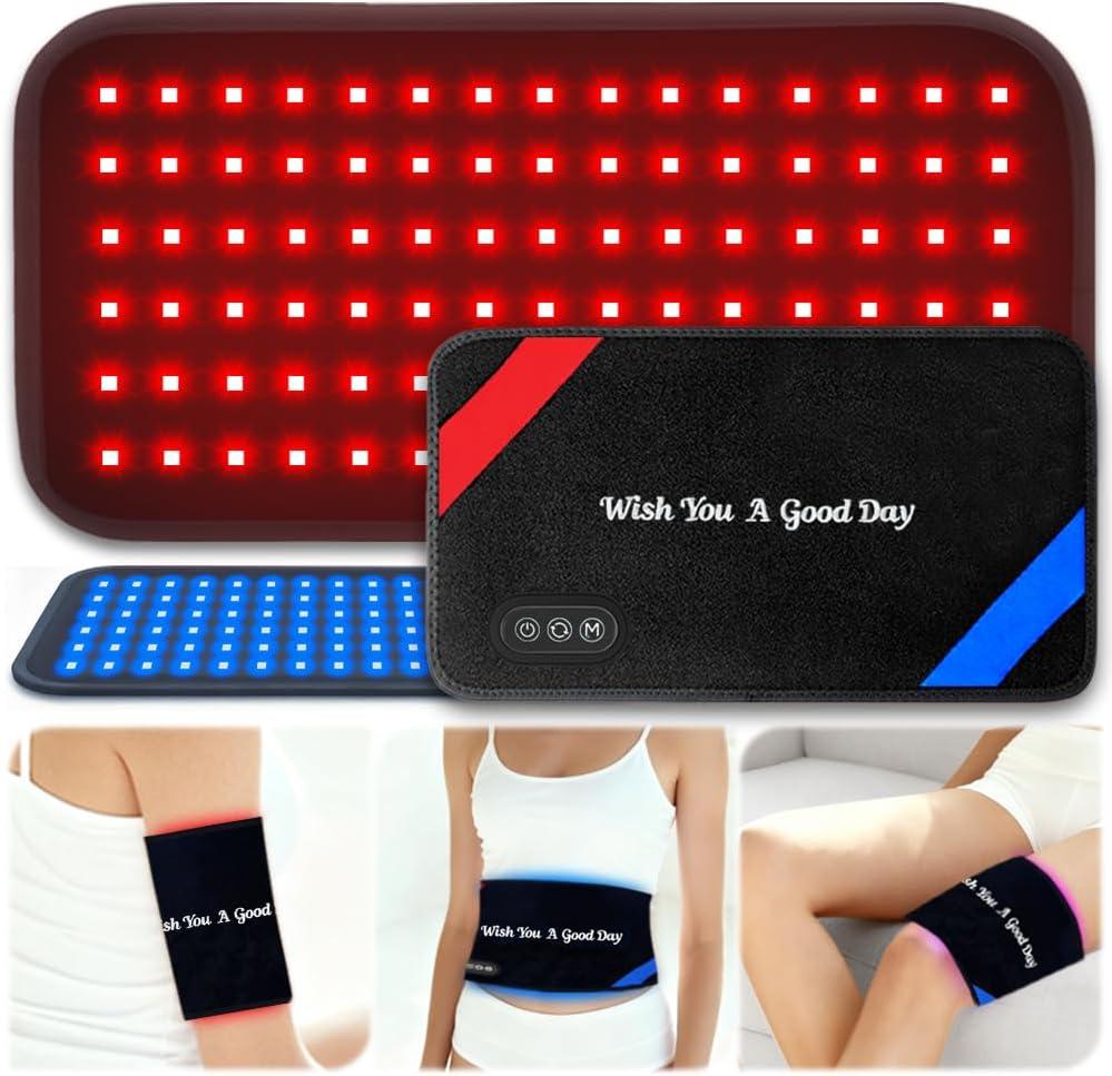 Red Light Therapy for Body 90 LEDs (660/850/460nm), Wearable Infrared & Blue Light Therapy Pad (13"x7.3") for Pain Relief & Muscle Recovery, FSA Eligible HSA 27 Customizable Options (Corded)