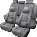 MINGBRON Leather Car Seat Covers,Car Seat Covers Full Set,Automotive Seat Covers 5 Seats,Fit for Most Cars SUV and Most Sedans Grey