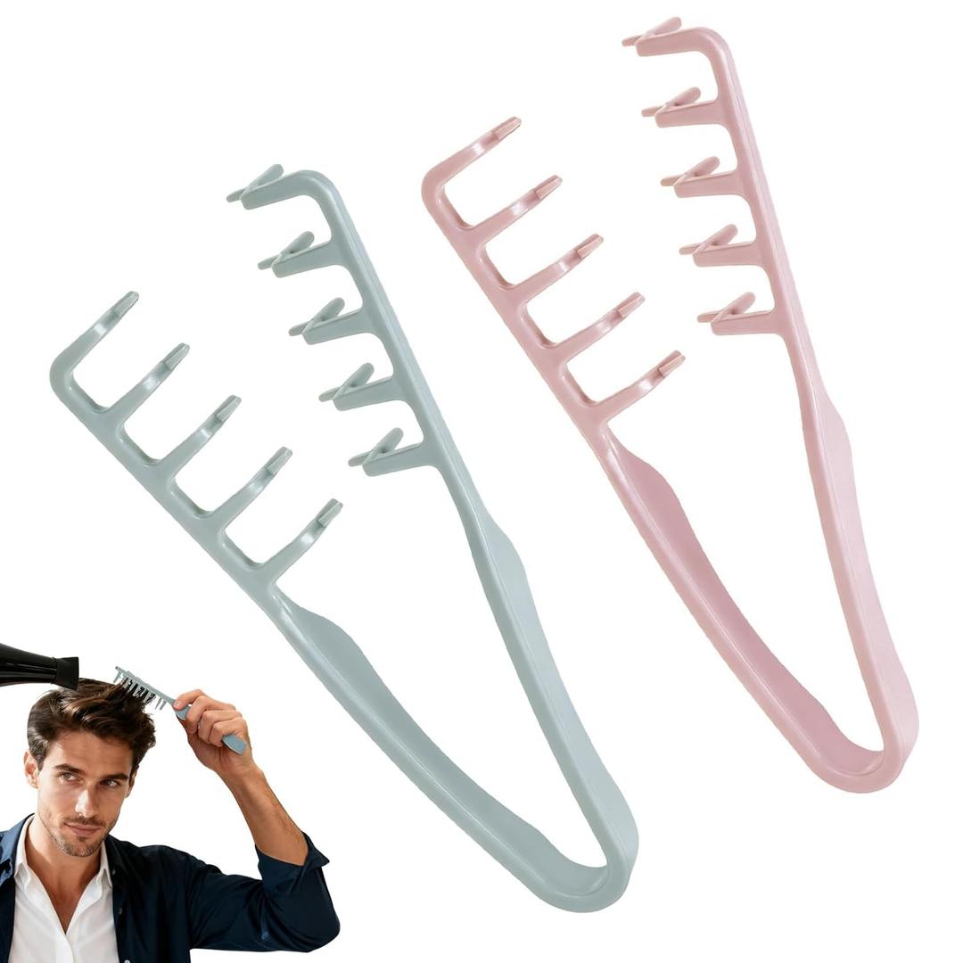 Texture Comb, Volumizing Fluffy Texture Styling Comb for Men and Women, Wide-Tooth Texturizing Styling Tool for Volume & Fringe Parting (Grey & Pink)