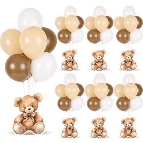 6 Sets Balloon Stand Kit for Table Bear Baby Shower Centerpieces with Balloon Baby Shower Decor for Bear Theme Gender Reveal Birthday Party Table Decorations Supplies