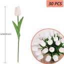WeTop 30pcs Real Touch Tulips PU Artificial Flowers, Fake Tulips Flowers for Arrangement Wedding Party Easter Spring Home Dining Room Office Decoration. (White)