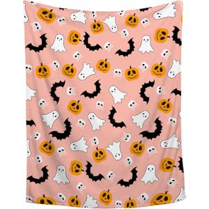 Cute Ghost Orange Blanket Gifts for Girls Women Kids Lightweight Throws Blanket Spooky for Boys - 40X50 Inch for Kids Soft Flannel Blankets Decorations