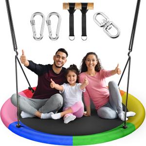 43" Saucer Tree Swing for Kids Adult, 700lbs Weight Capacity, Waterproof Flying Saucer Swing with Adjustable Hanging Straps, Swing Seats for Backyard Outdoor Indoor Playground, Six Color