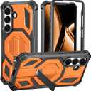 for Galaxy S26 Case, [Compatible with MagSafe] [Invisible Kickstand] [Military-Grade Drop Protection] Heavy Duty Protective Shockproof Phone Cover for Samsung Galaxy S26,Orange