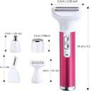 Electric Razor for Women Removal for Body Nose Hair Trimmer Face Shavers Eyebrow Legs Armpit Bikini Area Pubic Underarms Painless Rechargeable Portable 5 in 1 Womens Razors Set