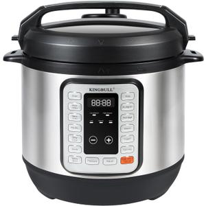 KINGBULL 12-in-1 Electric Pressure Cooker, Instant Multi-Use Non-Stick Pot, Slow Cooker, Rice Cooker, Steamer, Saut, Yogurt Maker, Warmer &Delay Start,LED Screen& Manual(6QT)
