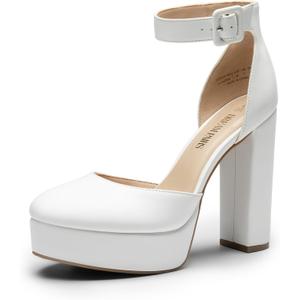 DREAM PAIRS Women's Platform High Chunky Heels Closed Toe Block Ankle Strap Dress Buckle Round Toe Wedding Party Comfortable Pumps Shoes (11)