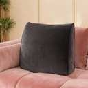 Daneey Back Pillow for Sitting in Bed, Back Support Pillow for Couch, Back Pillow for Couch Replacement, Removable Velvet Cover, Black, 23.5*5*20 Inches