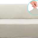 U-NICE HOME Velvet Sofa Covers Stretch Couch Covers for 3 Cushion Couch Furniture Protector Sofa Slipcover (Large, Beige)