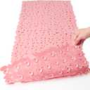 SONGZIMING Pebble Bath Mat for Bathtub to Anti Slip Bathtub Mat in Shower with 16 Inches by 35 Inches (Pink)