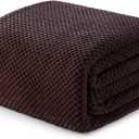 Exclusivo Mezcla Fleece Bed Blanket King Size, Super Soft and Warm Blankets for Couch, Sofa and Bed Waffle Textured, Cozy, Fuzzy and Lightweight (Coffee, 90x104 Inches)