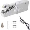 Handheld Mini Sewing Machine, Portable Hand Held Sewing Machine with Adult Kits, With USB Cable Without AA Battery(White)
