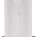 Buruis Paper Towel Holder for Countertop, Metal Standing Paper Towel Dispenser with U-Shape Handle and Stable Base, Pink (Large)