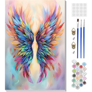 DOMROM Framed Paint by Numbers Kit for Adults, Colorful Wings DIY Paint by Number Kits on Canvas, Easy Canvas Painting by Numbers for Home Wall Decoration Gift 8x12 Inch