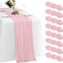 8 Pack Light Pink Cheesecloth Table Runners 20x120 Inch Gauze Table Runner Cheese Cloth 10FT Pink Table Runner Rustic Sheer Runner for Wedding Birthday Party Baby Shower Table Decor