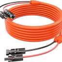 50Ft 10AWG Solar Panel Extension Cable - Tonton 6mm One-Piece Solar Wire with IP68 Male and Female Connectors, Heavy-Duty PV Cable for Home, RV, and Photovoltaic Systems (10AWG 50FT 15M)