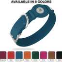 Leather Dog Collar with Airtag Holder - Apple Air Tag Dog Collars - Soft Tracking GPS Pet Collar for Small Medium Large Dogs Breed Puppy (Smoky Blue, M, 12"-15" Neck Fit)