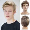 Men Short Blonde Wigs Short Layered Mixed Blonde Wig Synthetic Replacement Costume Halloween Natural Hair Wigs