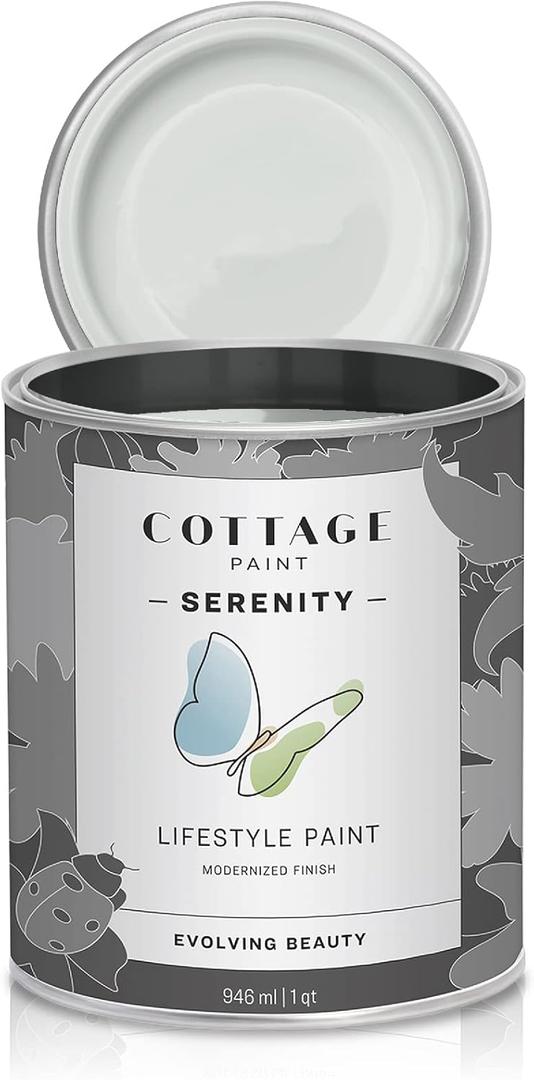Serenity Silk All-in-One Mineral Chalk Paint for Furniture, Home Decor, Cabinets and DIY Crafts - Built-in Topcoat - (32oz, Shoreline) (32 Fl Oz (Pack of 1))